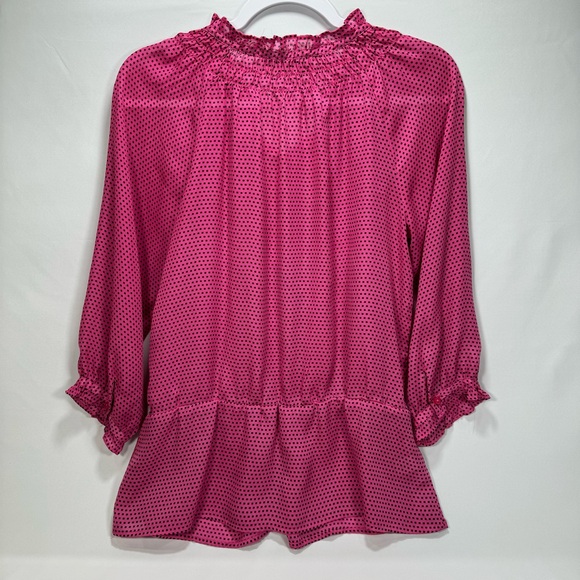 Ann Taylor Loft Women's Four Button Ruffle Blouse XS Shirt Top Pink Posh Stylish - Picture 2 of 5